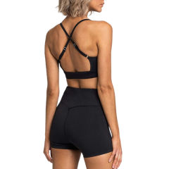 Black Back Criss Yoga Bra with Shorts Set TQL710038-2