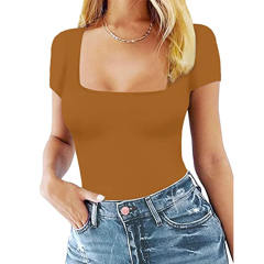 Ginger Square Neck Short Sleeve Bodysuit TQX551134-72