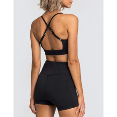 Black Back Criss Yoga Bra with Shorts Set TQL710038-2