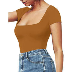 Ginger Square Neck Short Sleeve Bodysuit TQX551134-72