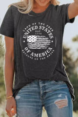 Gray United States Of America Flag Graphic Print Short Sleeve T Shirt LC25221389-11