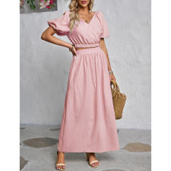 Pink V Neck Crop Top and Pocket Skirt Set TQX711102-10