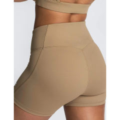 Brown Back Criss Yoga Bra with Shorts Set TQL710038-17