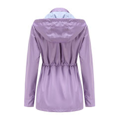 Light Purple Hooded Detachable Windproof Plus Size Windbreaker TQK280123-38