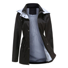 Black Hooded Detachable Windproof Plus Size Windbreaker TQK280123-2
