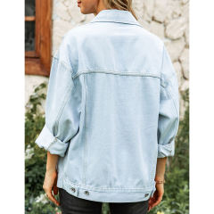 Light Blue Buttoned Denim Jacket with Pocket TQK280184-30
