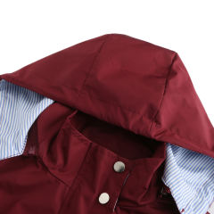 Wine Red Hooded Detachable Windproof Plus Size Windbreaker TQK280123-23