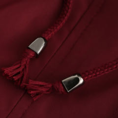 Wine Red Hooded Detachable Windproof Plus Size Windbreaker TQK280123-23