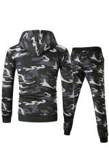 Men Camouflage Print & Drawstring Hoodie Tracksuit MC622017-11