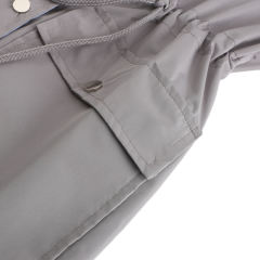 Gray Hooded Detachable Windproof Plus Size Windbreaker TQK280123-11