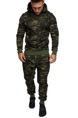 Men Camouflage Print & Drawstring Hoodie Tracksuit MC622017-9