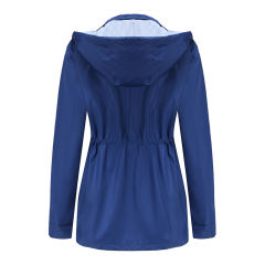 Blue Hooded Detachable Windproof Plus Size Windbreaker TQK280123-5