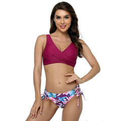 Purple Red Twisted Bandeau Bikini Swimsuit TQK610215-32