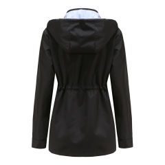 Black Hooded Detachable Windproof Plus Size Windbreaker TQK280123-2