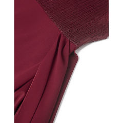 Wine Red Splicing Sequined One-shoulder Plus Size Evening Dress TQK311030-23