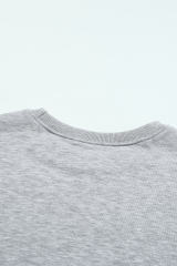 Gray Plain Crew Neck Pullover Sweatshirt