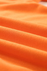 Orange Plain Crew Neck Pullover Sweatshirt