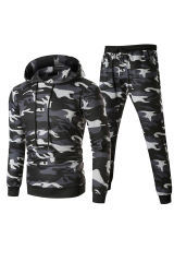 Men Camouflage Print & Drawstring Hoodie Tracksuit MC622017-11