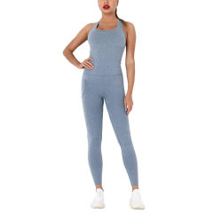 Blue Back-Criss Seamless Yoga One Piece Jumpsuit TQE91567-5