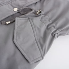 Gray Fur Collar Drawstring Waist Warm Hooded Parka Coat TQK280130-11