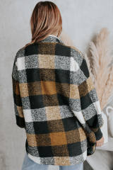 Black Zipper Side Pockets Plaid Overcoat LC859014-2