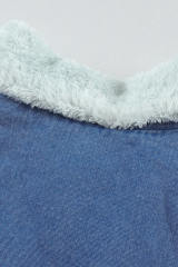 Sky Blue Lapel Collar Button Fleece Jacket LC8511336-4