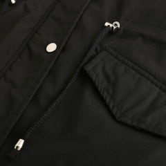 Black Fur Collar Drawstring Waist Warm Hooded Parka Coat TQK280130-2A