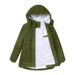 Army Green Plush Warm Hooded Parka Coat TQK280128-27
