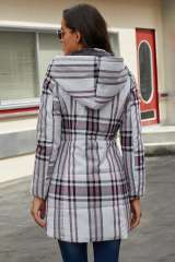 Gray Vintage Plaid Cotton Quilted Trench Coat LC85189-11