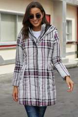 Gray Vintage Plaid Cotton Quilted Trench Coat LC85189-11