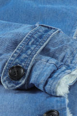 Sky Blue Lapel Collar Button Fleece Jacket LC8511336-4