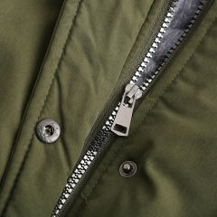Army Green Fur Collar Drawstring Waist Warm Hooded Parka Coat TQK280130-27