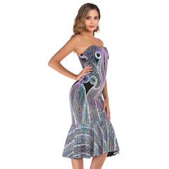 Silver Sequined Off Shoulder Mermaid Dress TQK330050-13