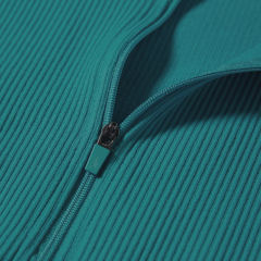 Aquamarine Seamless Stand Collar Jacket with Pant Yoga Set TQK710415-45