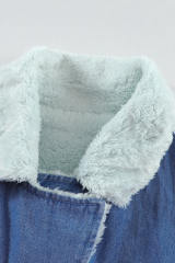 Sky Blue Lapel Collar Button Fleece Jacket LC8511336-4