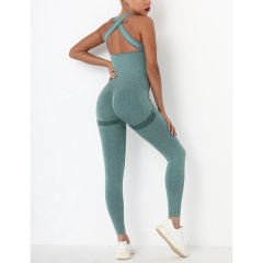 Green Back-Criss Seamless Yoga One Piece Jumpsuit TQE91567-9