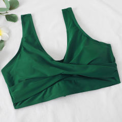 Green Cross Front Drawstring Side High Waist Bikini Swimsuit TQK610320-9