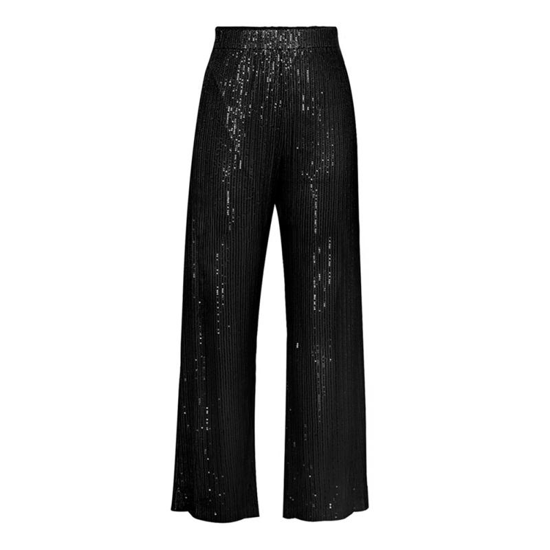 Black Sequined Shirt with Pant and Bra 3pcs Set TQF711062-2