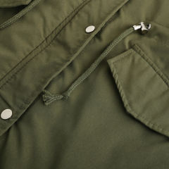 Army Green Fur Collar Drawstring Waist Warm Hooded Parka Coat TQK280130-27