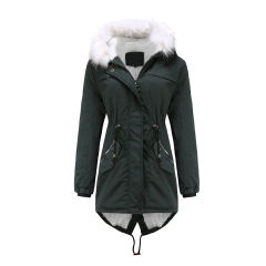 Dark Green Fur Collar Warm Hooded Parka Coat TQK280129-36