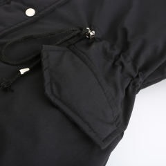 Black Pink Fur Collar Drawstring Waist Warm Hooded Parka Coat TQK280130-2C