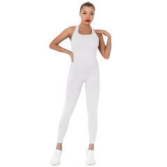Light Gray Back-Criss Seamless Yoga One Piece Jumpsuit TQE91567-112