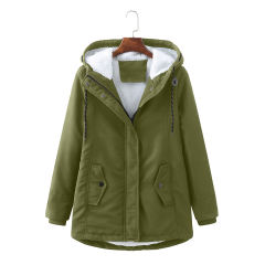 Army Green Plush Warm Hooded Parka Coat TQK280128-27