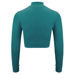 Aquamarine Seamless Stand Collar Jacket with Pant Yoga Set TQK710415-45