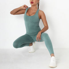 Green Back-Criss Seamless Yoga One Piece Jumpsuit TQE91567-9