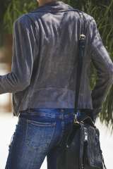 Dark Gray Zipped Notch Collar Short Jacket LC85294-1011