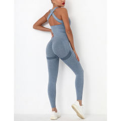 Blue Back-Criss Seamless Yoga One Piece Jumpsuit TQE91567-5