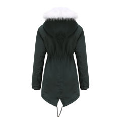 Dark Green Fur Collar Warm Hooded Parka Coat TQK280129-36