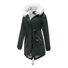 Dark Green Fur Collar Warm Hooded Parka Coat TQK280129-36