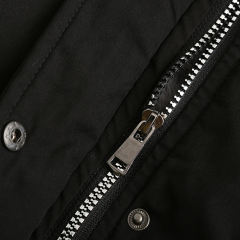 Black Fur Collar Drawstring Waist Warm Hooded Parka Coat TQK280130-2A